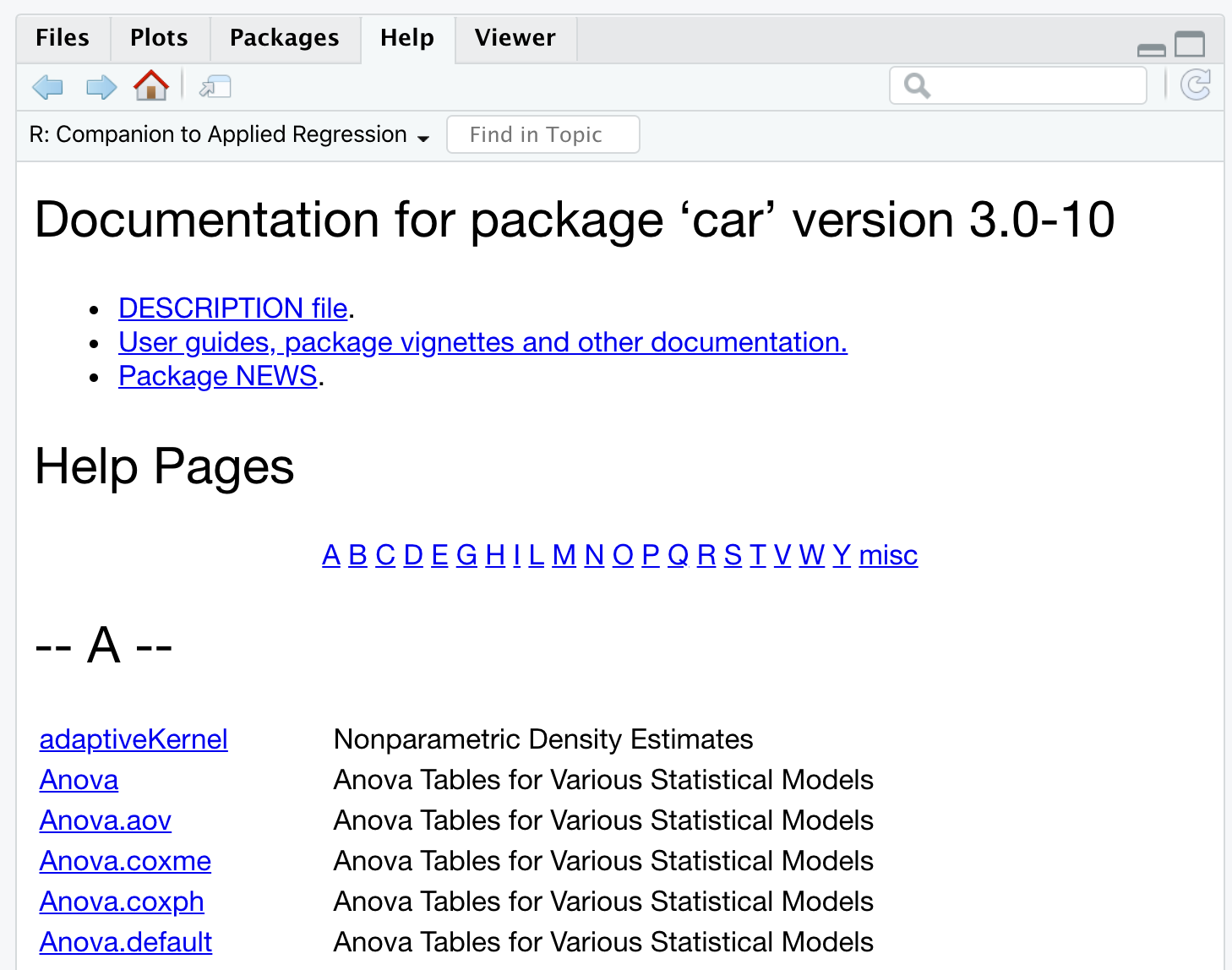 Documetazione del pacchetto car