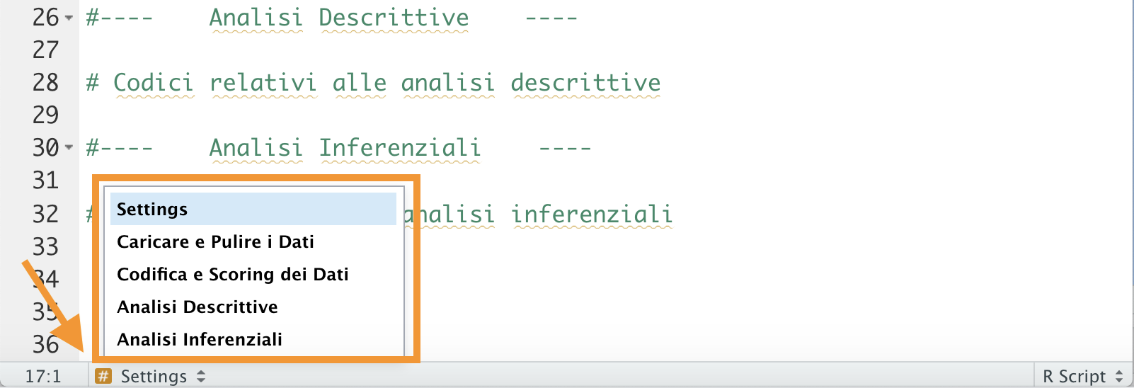 Menù in basso per navigazione sezioni