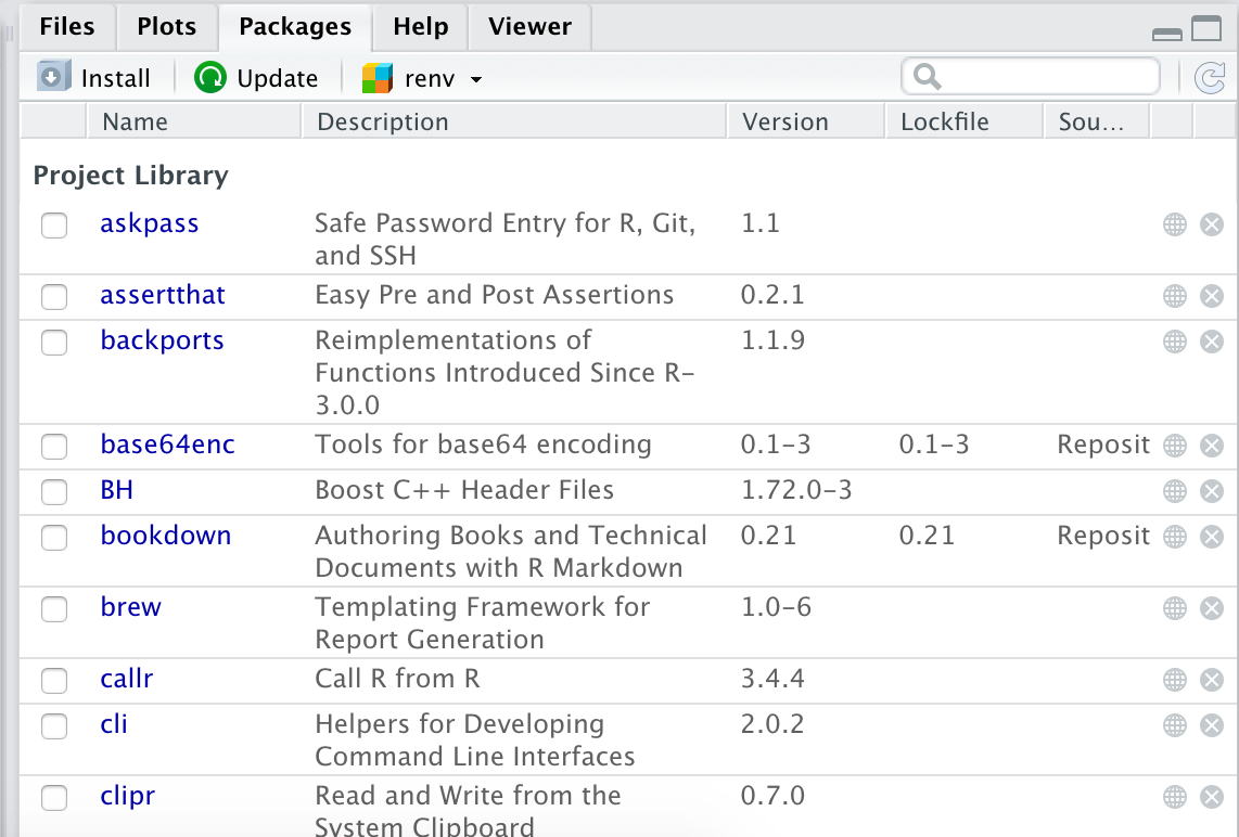 *Packages* - List of R packages