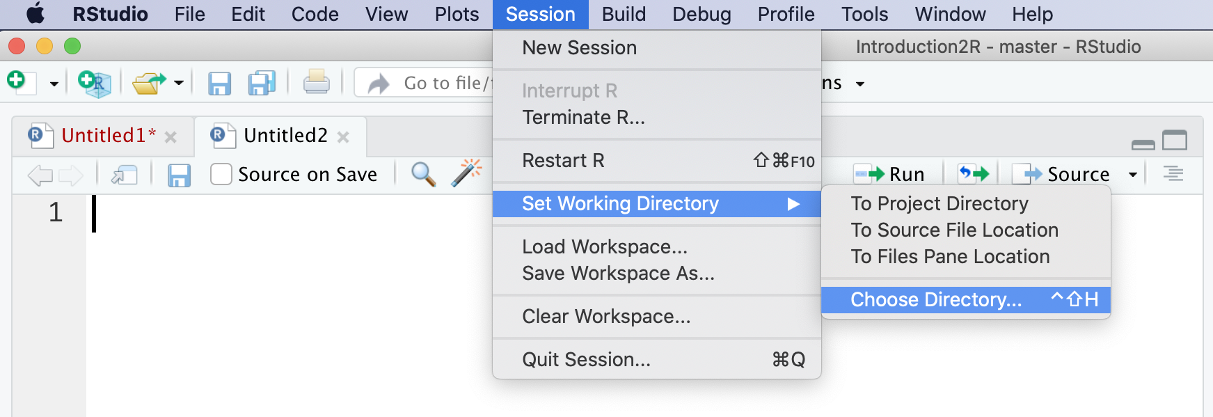 Setting the working directory